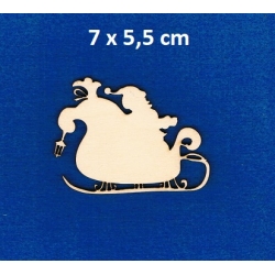 Mikołaj na saniach  7x5,5cm / SKLEJKA #3mm